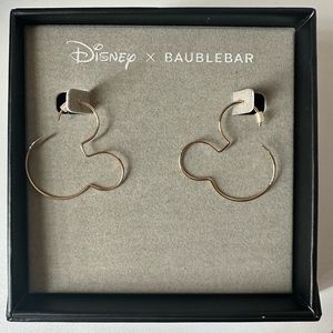 Disney x BaubleBar Gold Mickey Hoop Earrings NWOT